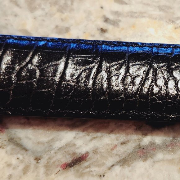 BRIGHTON Black Crocodile Print Belt with Charm - Picture 3 of 7